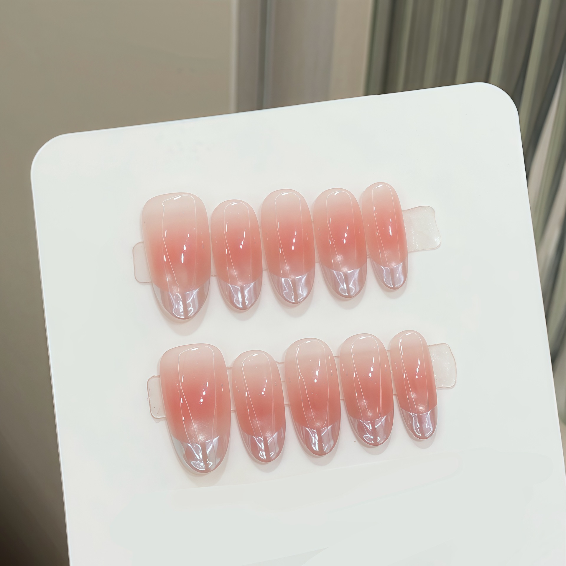 Nail Art Simple - 10pcs Pure Hand Pressed Oval Nails
