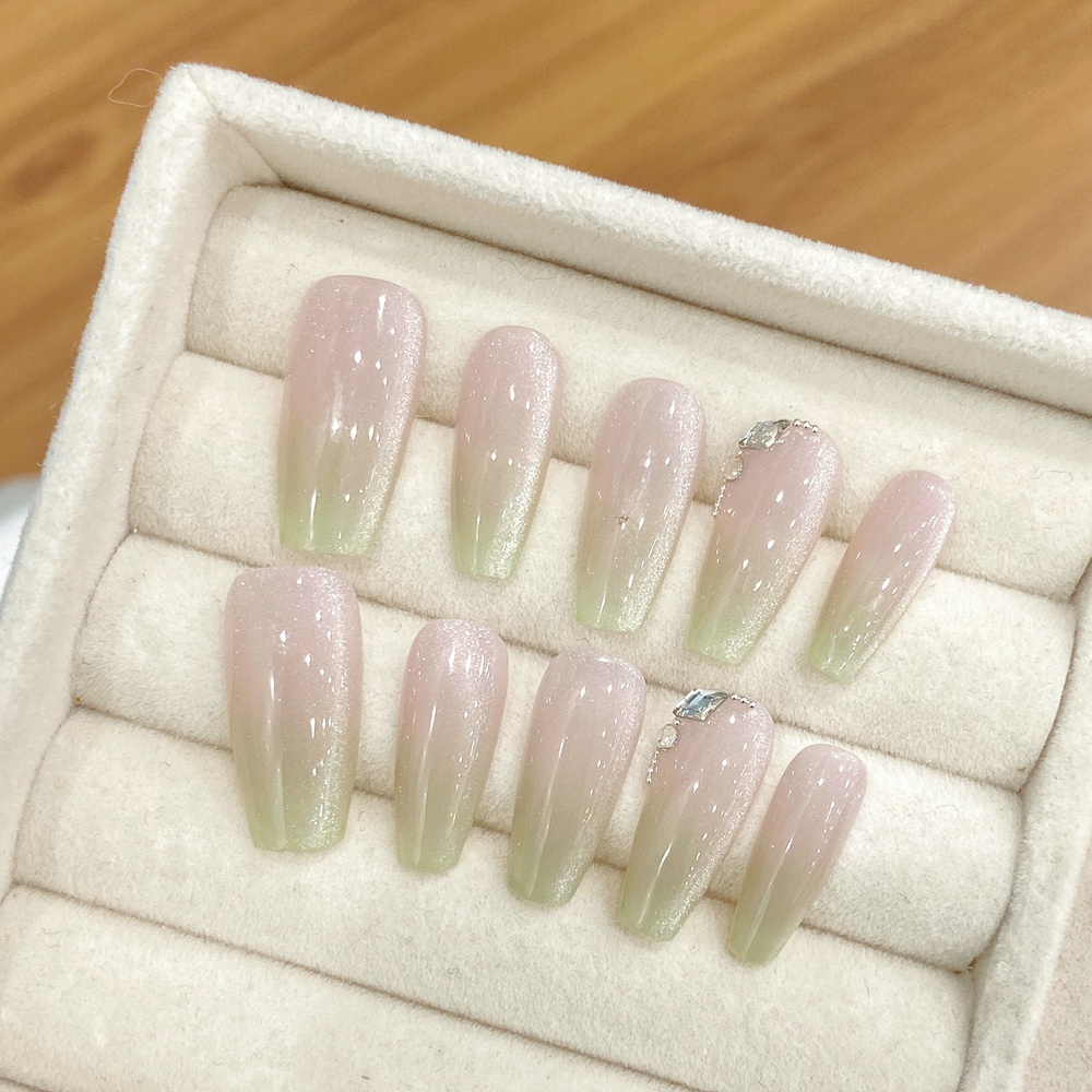 Handmade Almond Press on Nails - Nail Art Simple review and price